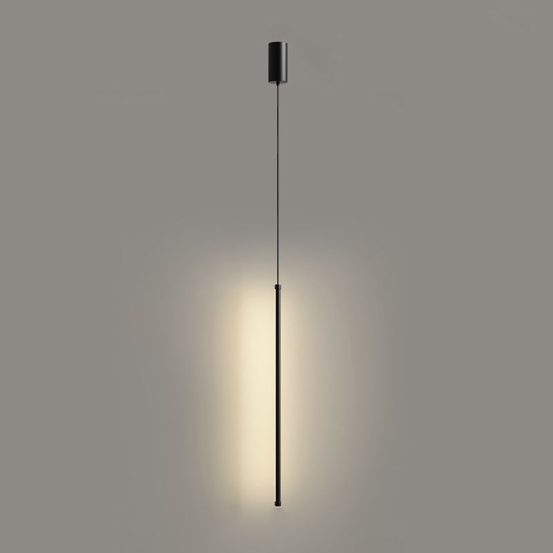 Salon pendentif linéaire lampe en aluminium LED de suspension minimaliste en noir