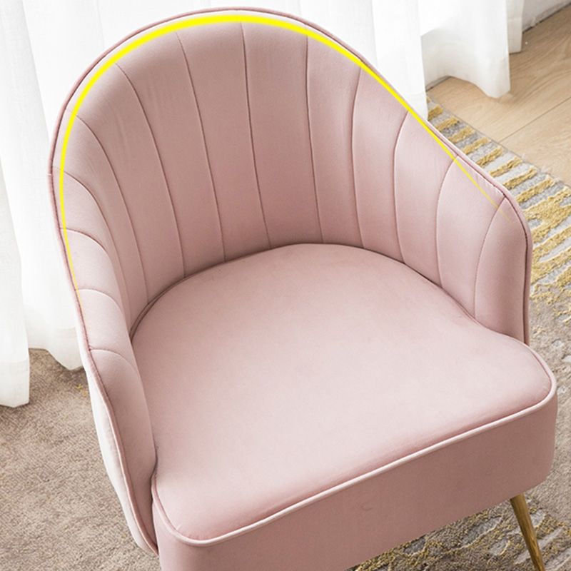 24.4"W Velvet Sloped Arms Barrel Chair with Basic Four Legs and Sewn Pillow Back