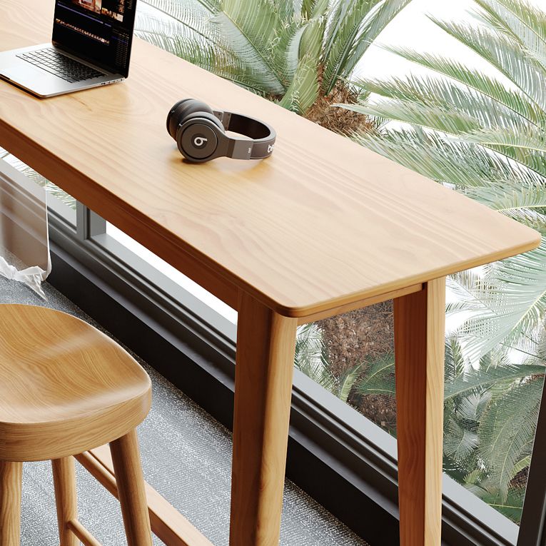 Rectangle Bar Pub Table Set 1/4 Pcs Solid Wood Bar Table and Backless Stools