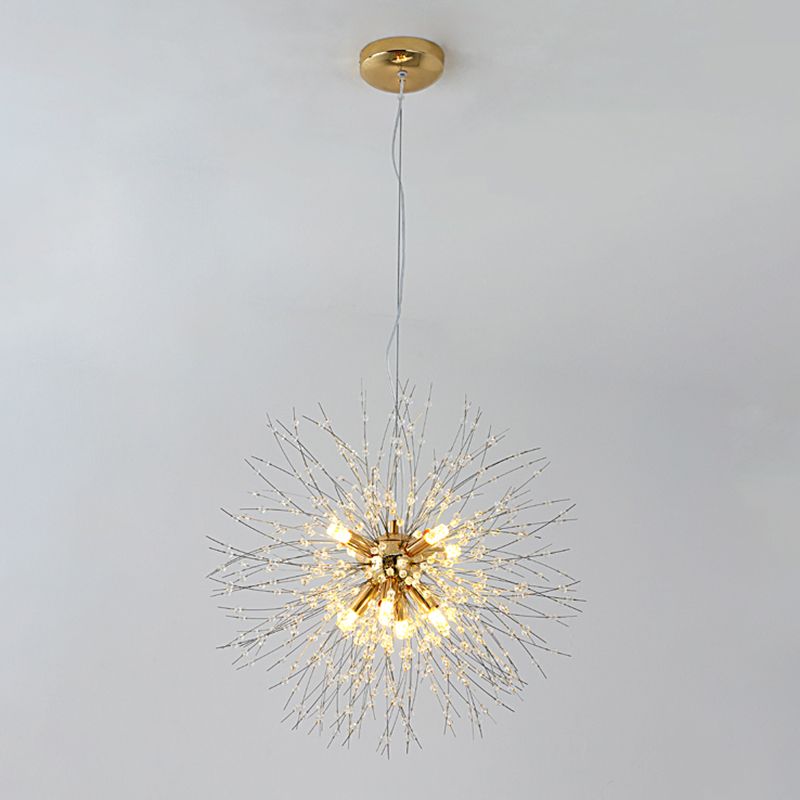 Aparte de iluminación suspendido de diente de león luces colgantes colgantes de múltiples cabezas múltiples con cristal