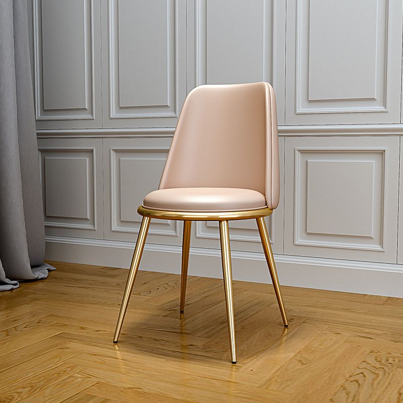 Upholstered Lounge Chair Armless Vanity Chair with Gold Tone Legs