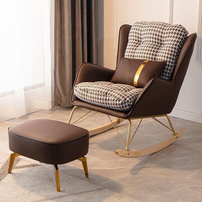 Glam Style Indoor Rocking Chair Nursery Sofa Rocking Chair with Ottoman