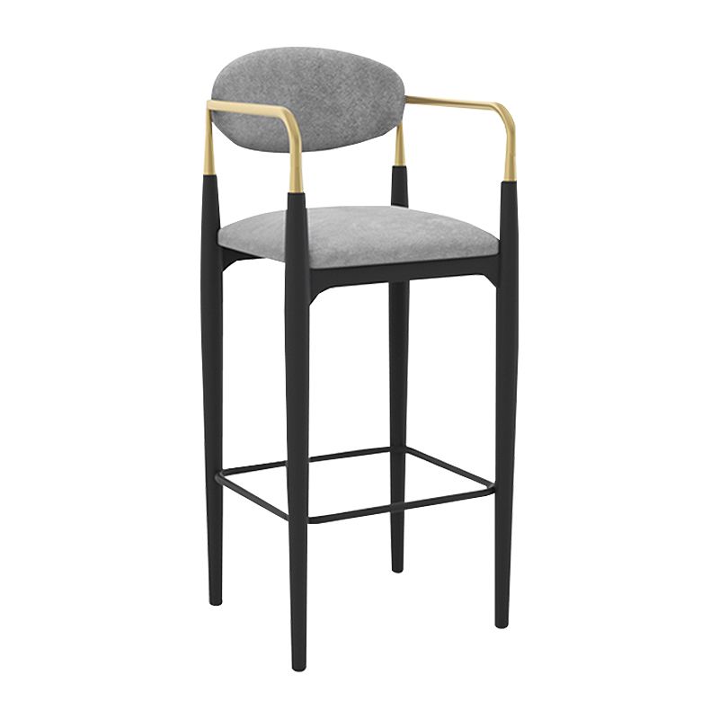 Scandinavian Upholstered Metal Counter Stools Low Back Bar Stools with 4 Legs