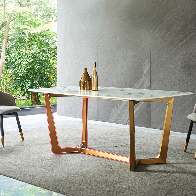 Marble Dining Table Set 1/2/7 Pcs Rectangle Dining Table with Arm Chairs