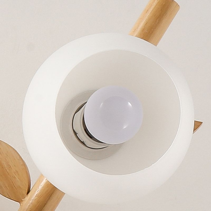 Luminaire de plafond en forme de globe en bois, luminaire de style moderne, beige