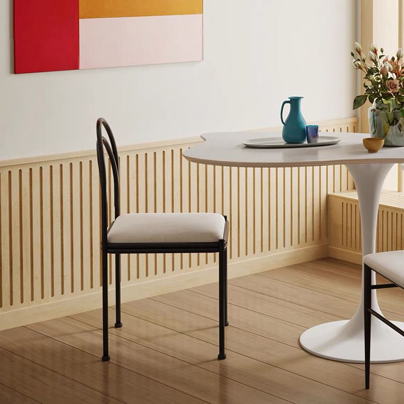 Metal Industrial Dining Chair Metallic Finish Side Chair with Black Legs