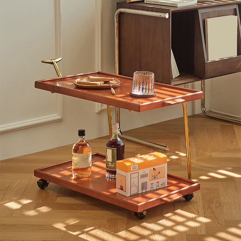 Contemporary Corner Table Rectangular Wood Side Table with Storage