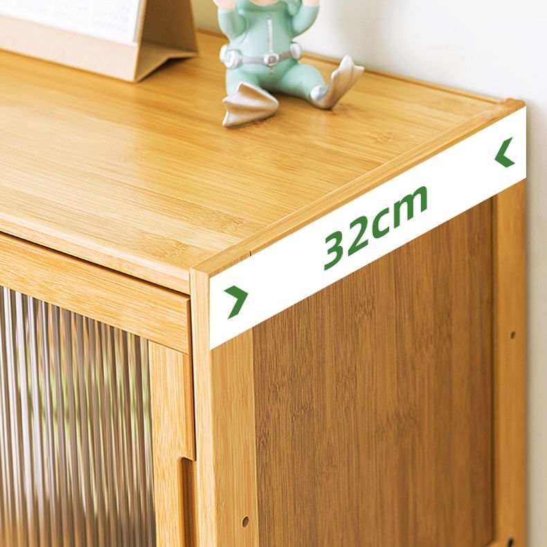 Contemporary Rectangle Storage Cabinet Natural Finish Accent Cabinet with Doors