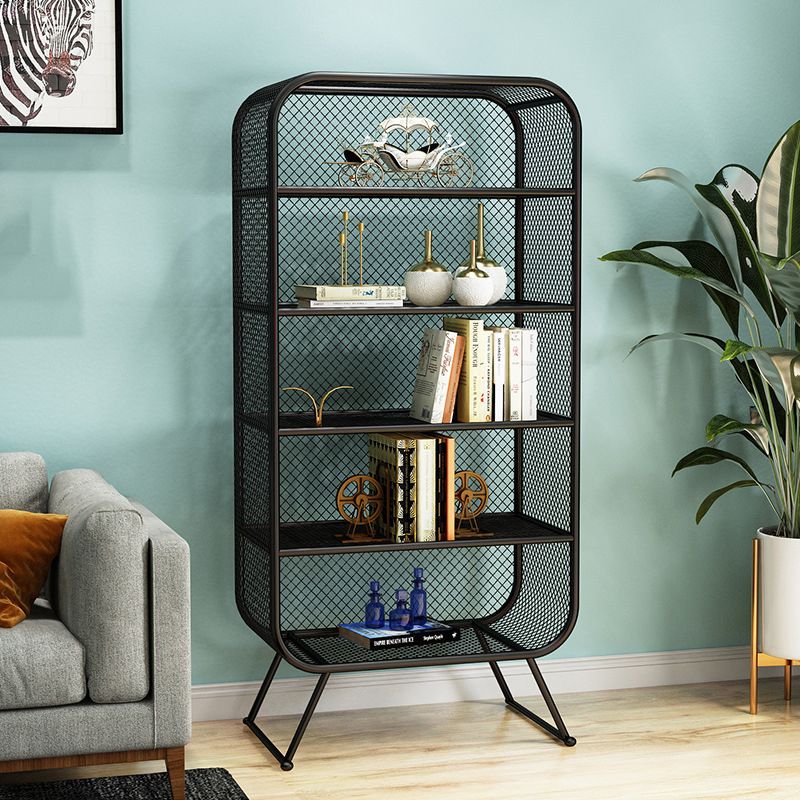 Glam Antique Finish Shelf Bookcase Standard Metal Bookshelf with Shelves
