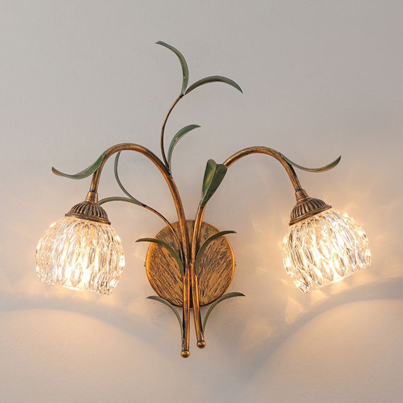 Flower Shape Wall Lamp Modern Wall Mount Lamp with Glass Shade for Bedroom