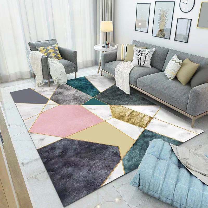 Yellow Gorgeous Rug Polyester Tree Rug Non-Slip Backing Rug for Living Room