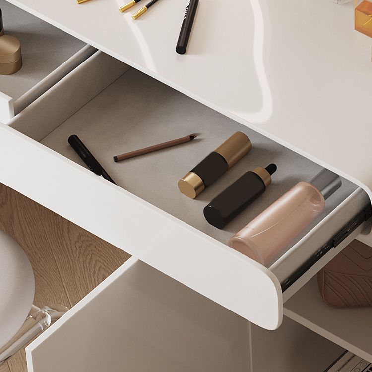 Scandinavian Solid Wood Vanity Dressing Table with Mirror and Stool for Bedroom