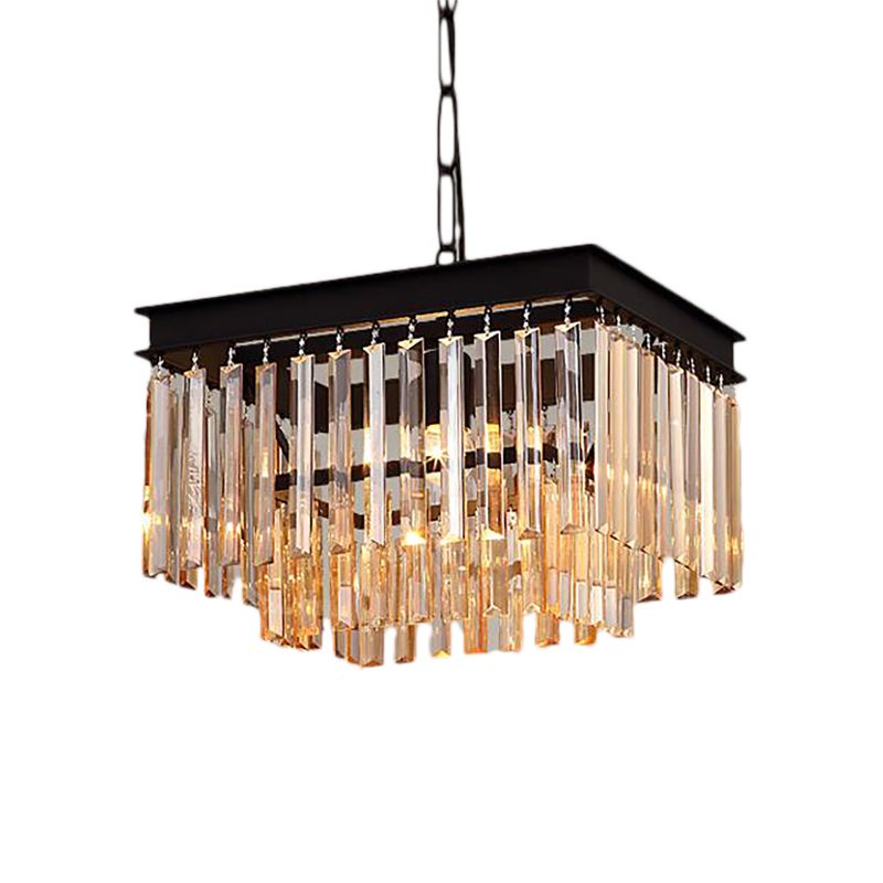 Luz de colgante cúbico negro moderno 1 Luz rectangular de corte rectangular lámpara colgante