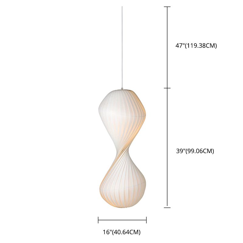 Contemporary Simplicity Designer Pendant Lamp 15.7" Wide Twisted Shaped Silkworm Hanging Light in White