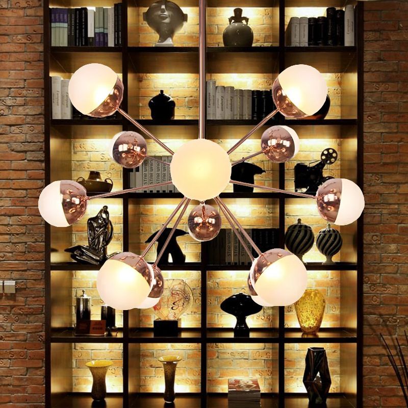 Semi-encastré Globe pour salle à manger, verre blanc/transparent/gris fumée, 9/12/15 lumières, luminaire semi-encastré contemporain en cuivre/chrome/or