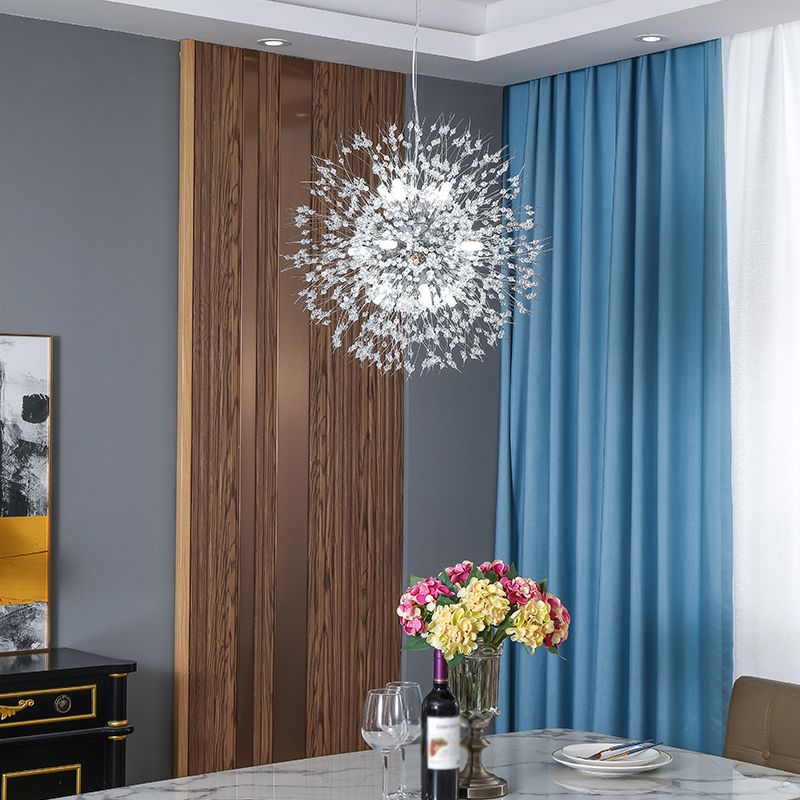 Aparte de iluminación suspendido de diente de león luces colgantes colgantes de múltiples cabezas múltiples con cristal