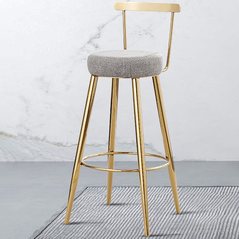 Glam Round Counter Bar Stool Low Back Footrest Counter Stool with Gold Base