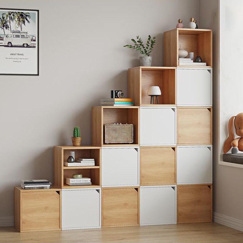 11.8" W Wooden Square Bookshelf Modern Closed Storage Bookcase for Home Office