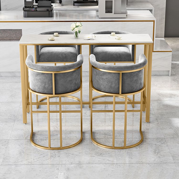 Glam Armrest Backrest Counter Stool Iron Cafe Bar Stool with Velvet Cushion