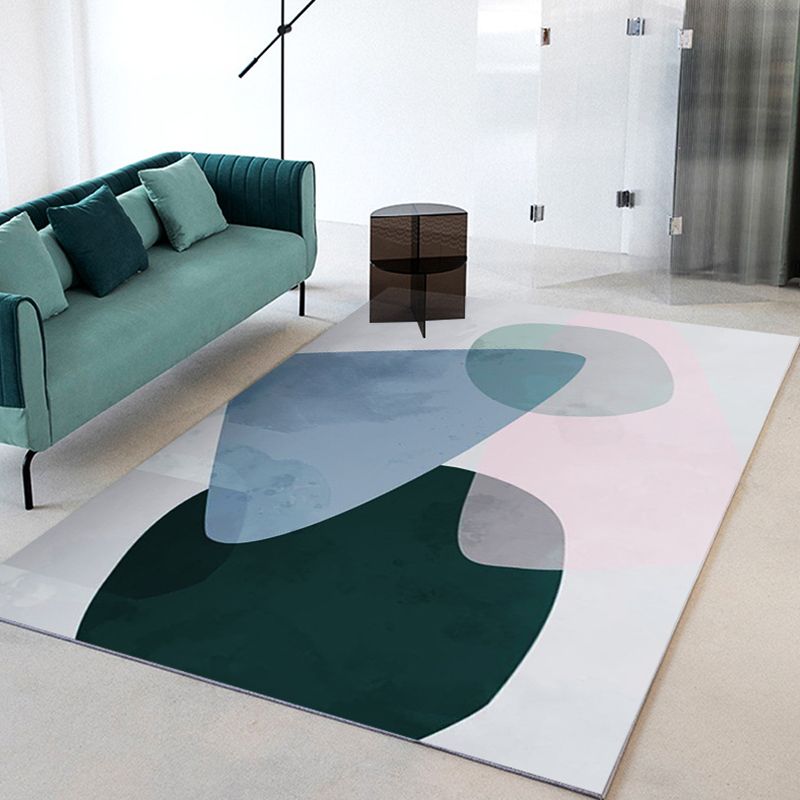 Light Pink Modern Rug Polyester Color Piece Rug Stain Resistant Rug for Drawing Room