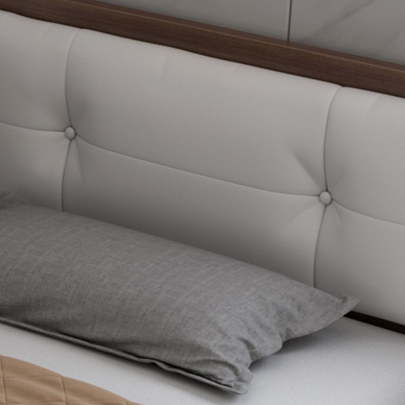 35.43" Scandinavian Panel Bed with Headboard Upholstered Low Profile Bed