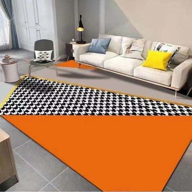 Luxe Houndstooth Print Rug Polyester Area Tapijt niet-slip achteruitgang binnen tapijt voor woonkamer