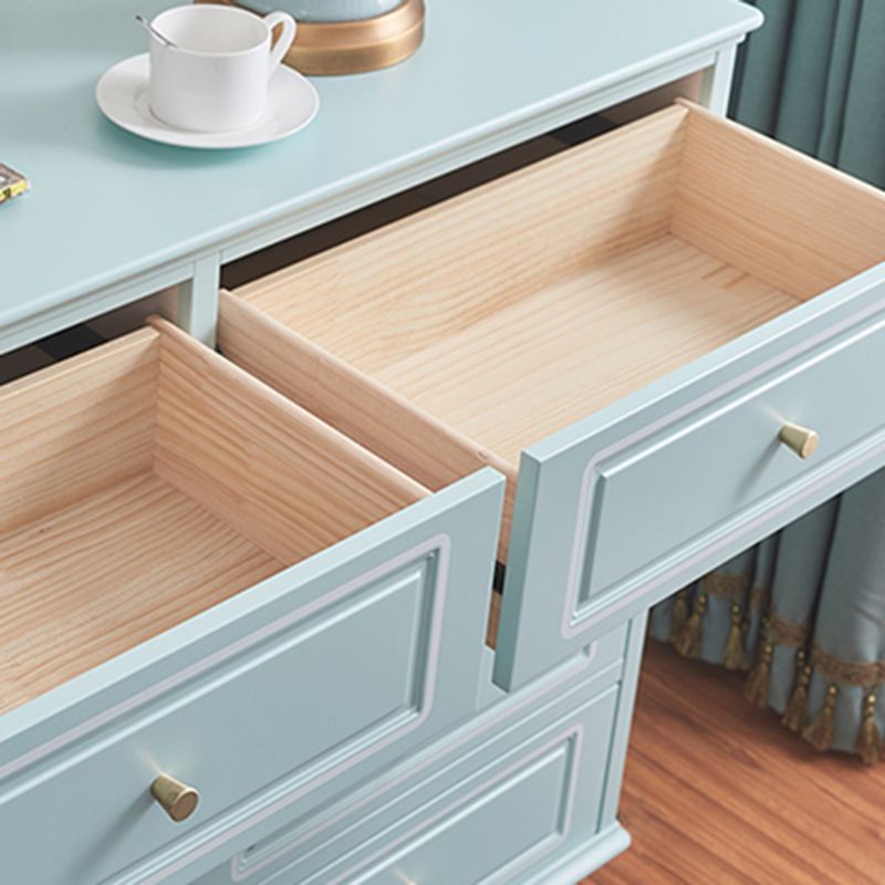 Contemporary Blue/ White Wooden Rectangle Accent Chest with Drawers