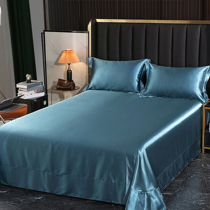 Elegant Fitted Sheet Modern Silk Ultra Soft Soild Bed Sheet Set