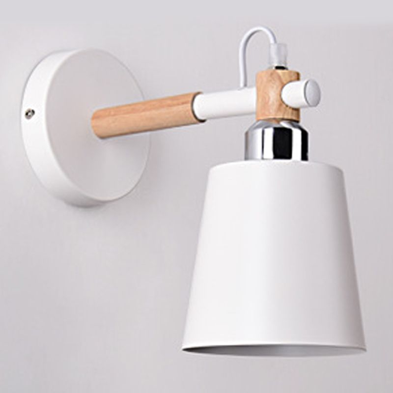 Nordic Wall Sconce Tapered Sconce Light with Metal and Wood for Bedroom