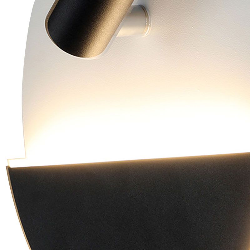 Black/White Round Wall Lamp LED Modern Simple Metallic Wall Light with Spotlight