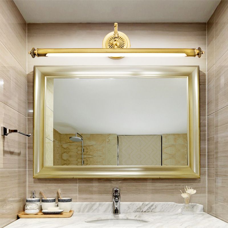 Brass Tube Vanity Sconce Traditional Metal Bath Wall Mount Light with Rotary Joint