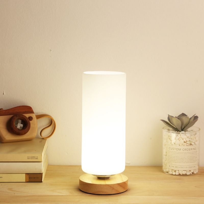 Bulb globo/cilindro/lettura quadrata di lettura di lettura luce moderna in legno di vetro bianco illuminazione