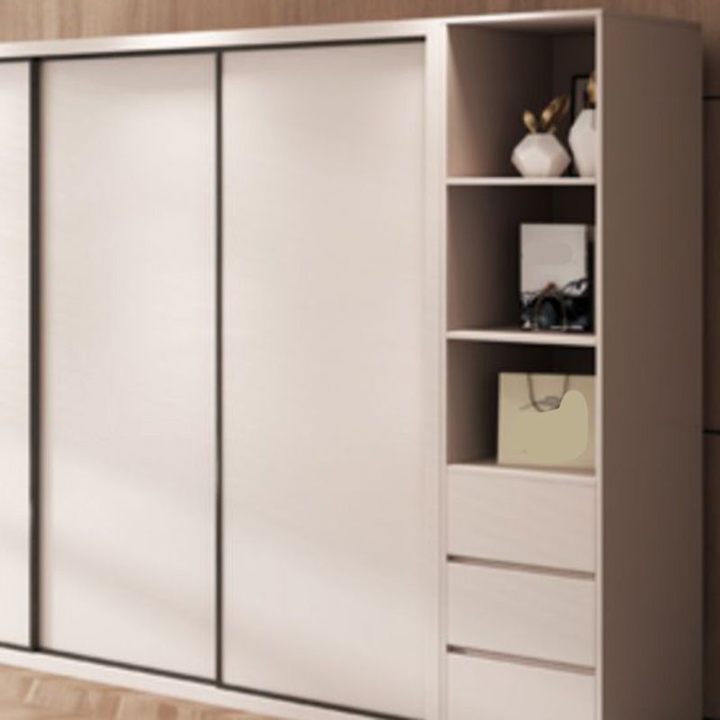 Bedroom Wooden Storage Cabinet Modern Style Armoire with Garment Rod