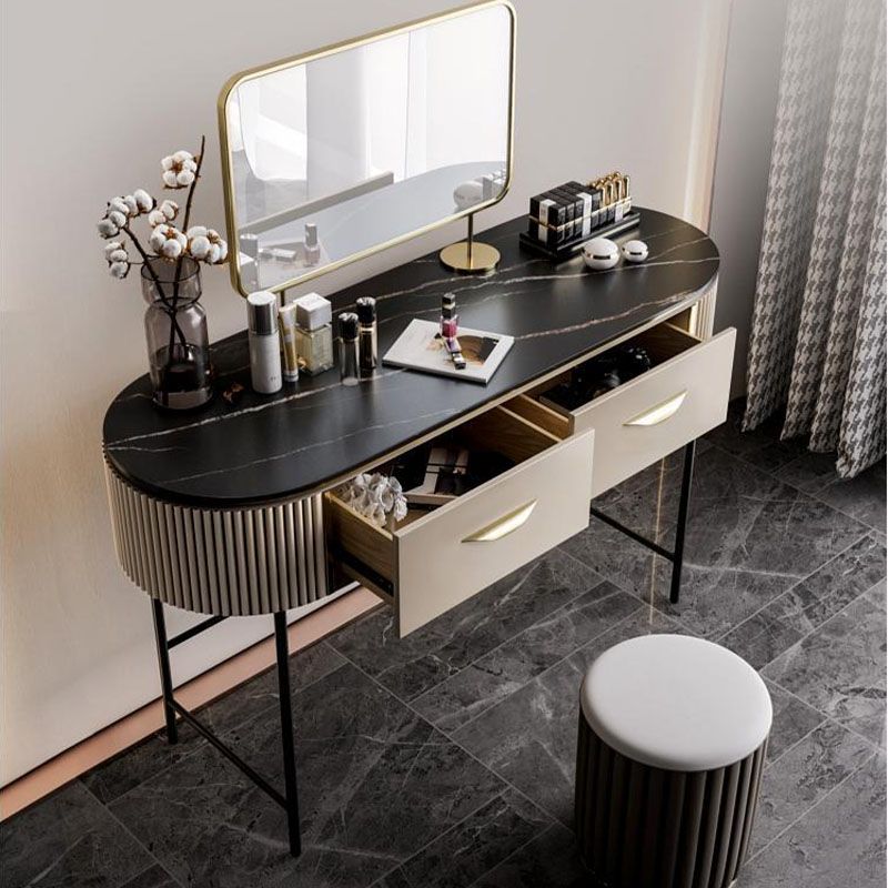 Contemporary Bedroom Double Drawers Metal Standing Make-up Vanity