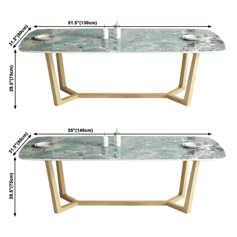 Metaal traditionele luxe rechthoek binnen tafel gesinterde stenen tafel met schroefdeksel