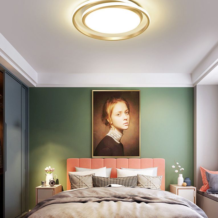 Concentric Circle Minimalism Acrylic LED Ceiling Light Nordic Style Aluminum Alloy Flushmount Lighting Fixture for Dining Room