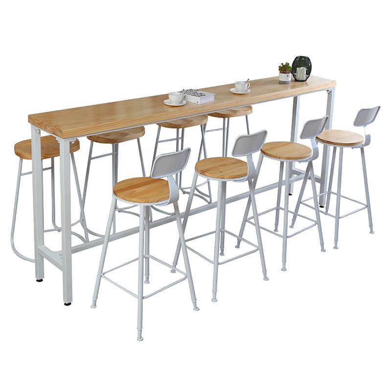 Luxury Rectangle Solid Wood Bar Table Set 1/4 Pieces Counter Table with Black Stools