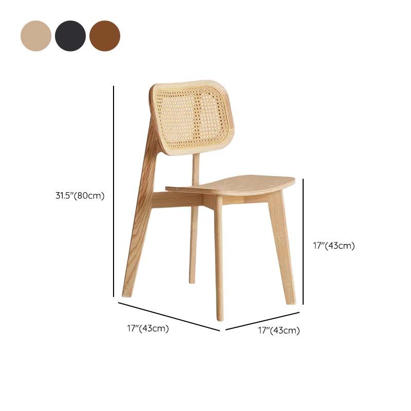 Armless Kitchen Dining Side Chair Wood Open Back Dining Side Chair