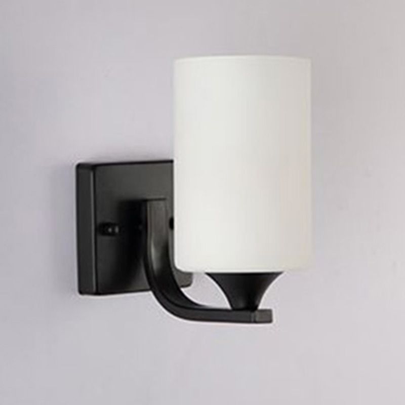 Modern Wall Mounted Light Fixture 1/2 Light Black Sconce Light with Glass Shape
