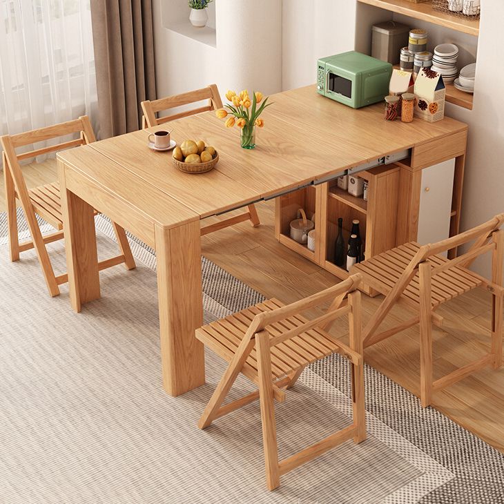 Modern Rectangle Wooden Dining Room Table for Small Space with Storage