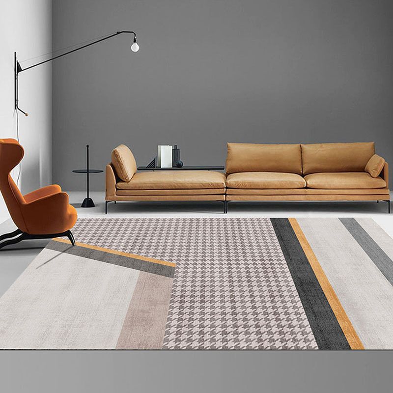 Orange Modern Rug Blending Striped Indoor Rug Non-Slip Backing Rug for Living Room