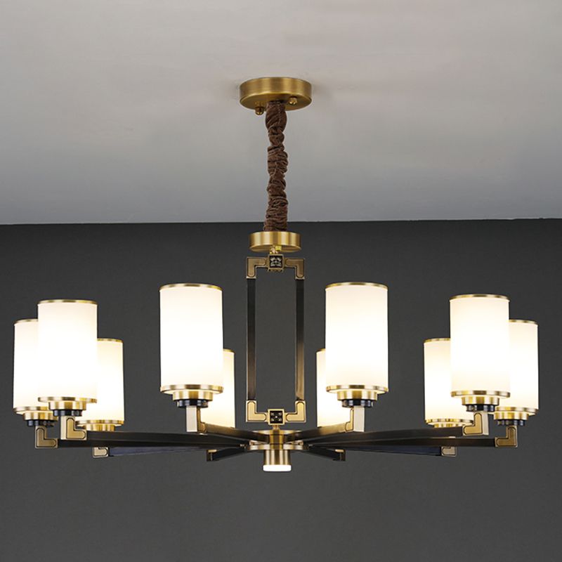 Witte glazen cilinder plafond hanger moderne stijl multi -lights kroonluchter verlichting