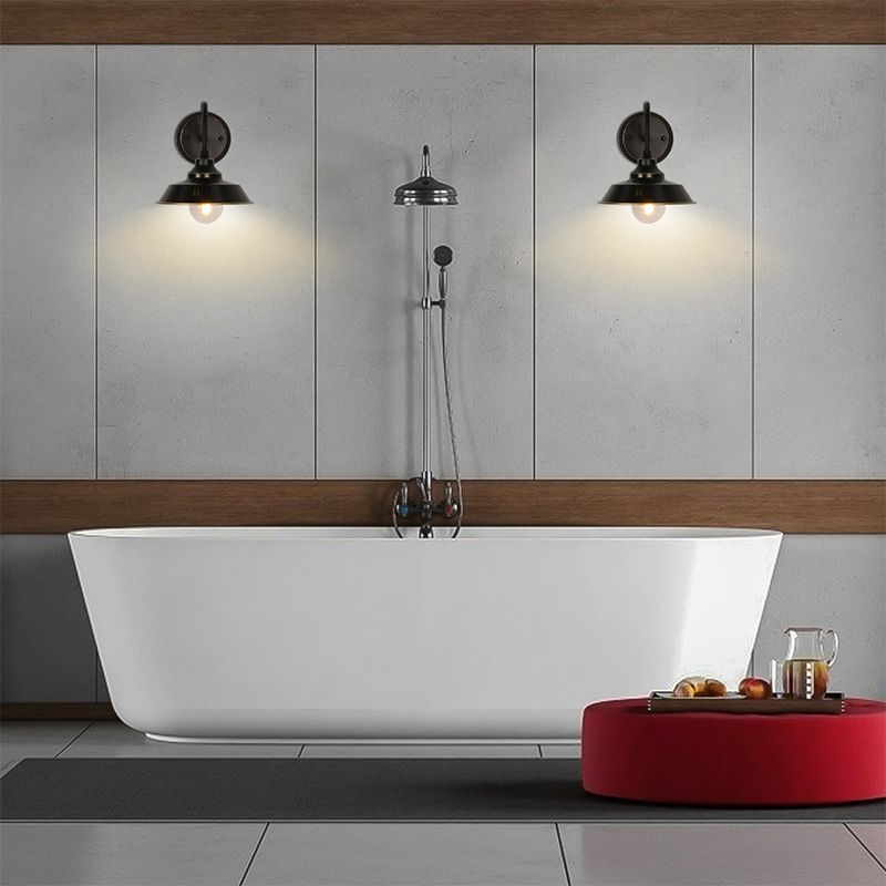 Metal Geometric Shape Wall Light Industrial Style 1 Light Wall Light Sconce in Black