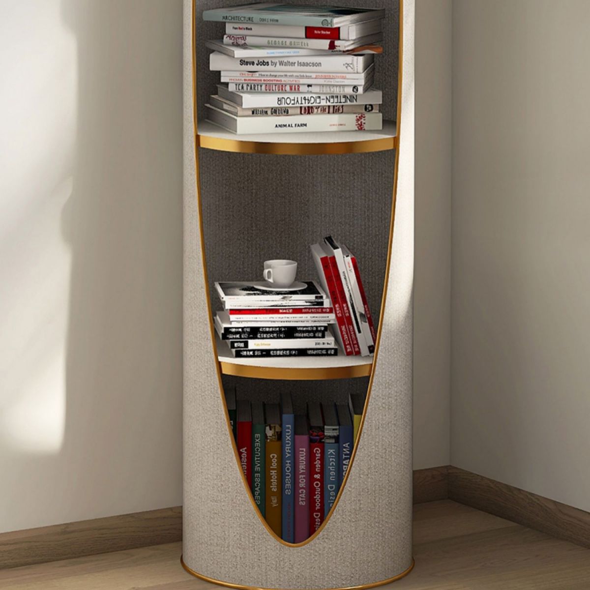 Standard Closed Back Bookshelf Glam Plastic Bookcase with Shelves