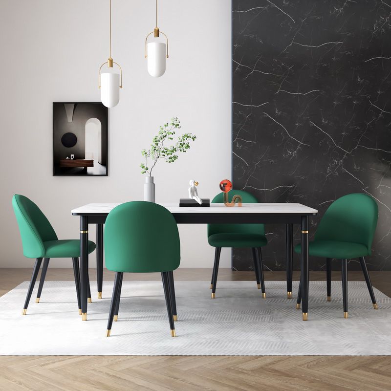Modern 1/4/5/7 Pieces Dining Set Rectangle Black Base Dinette Set with Stone Top