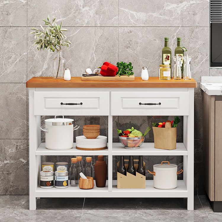 Dining Room Kitchen Island Table Modern Prep Table with Open Storage