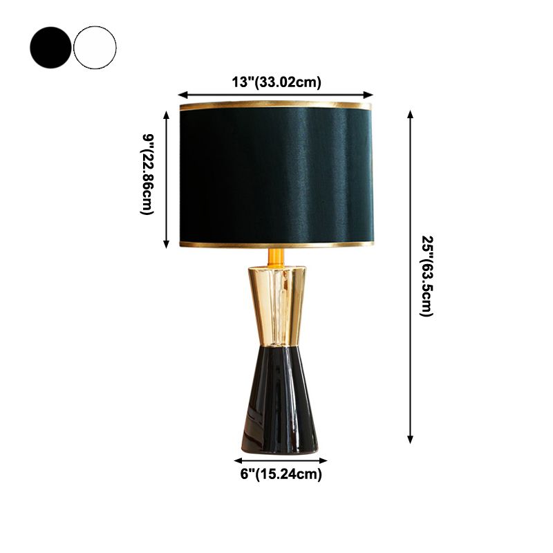 Contemporary 1-Light Table Lamp Cylinder Fabric Table Light for Bedroom