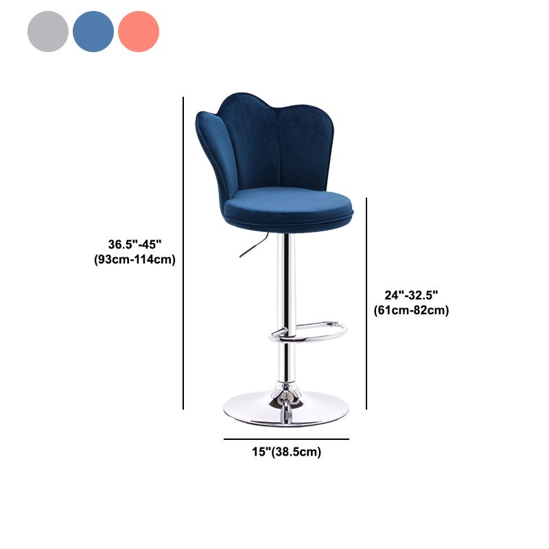 Modern Upholstered Swivel Stool Footrest Low Back Counter Chair with Metal Base