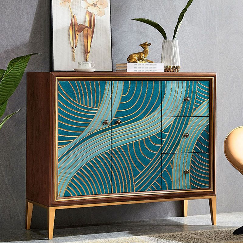 Luxurious Buffet Table Gold Frame Multi Drawer Dining Table for Living Room