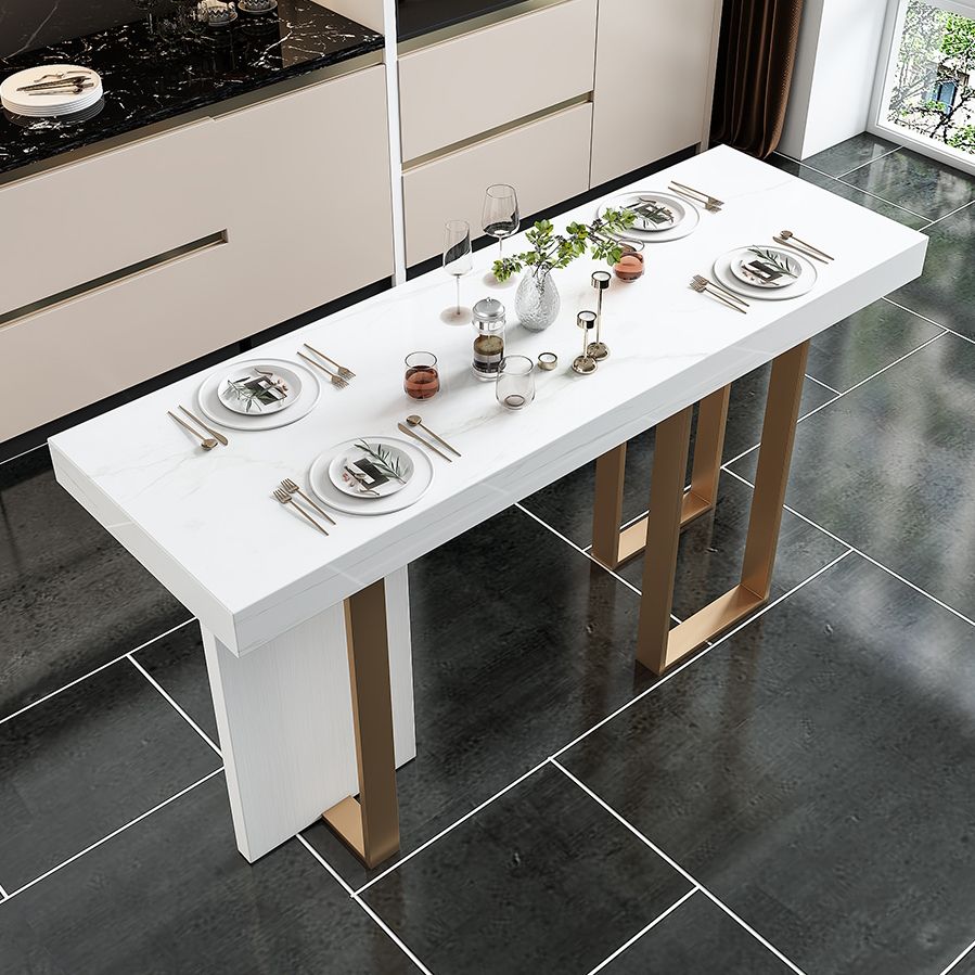 Glam Rectangle Bar Table Set 1/5 Pcs Faux Marble Bar Table Set